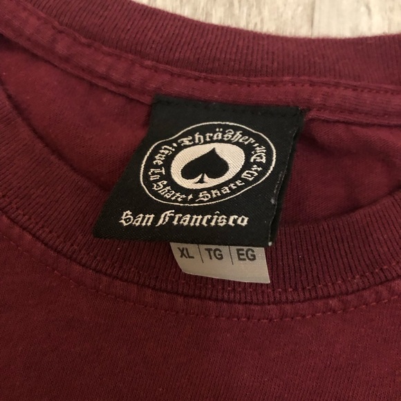 THRASHER SKATEBOARD MAGAZINE MENS T-SHIRT LARGE TRUCK LOGO MAROON - Picture 3 of 4